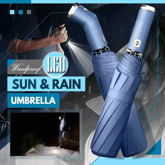 Windproof LED Sun & Rain Umbrella